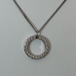 Swarovski Signed Crystal Circle Pendant Necklace